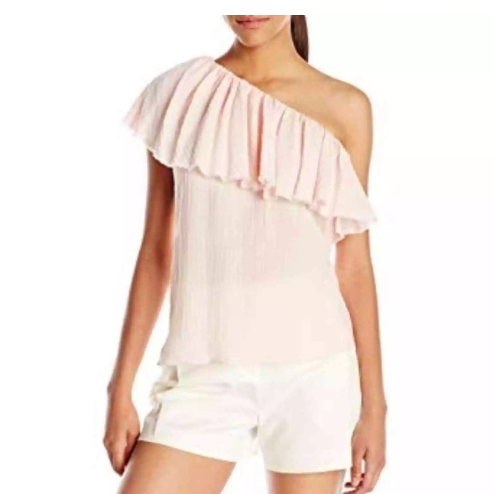 Rebecca Taylor Pink Asymmetrical Ruffled Blouse